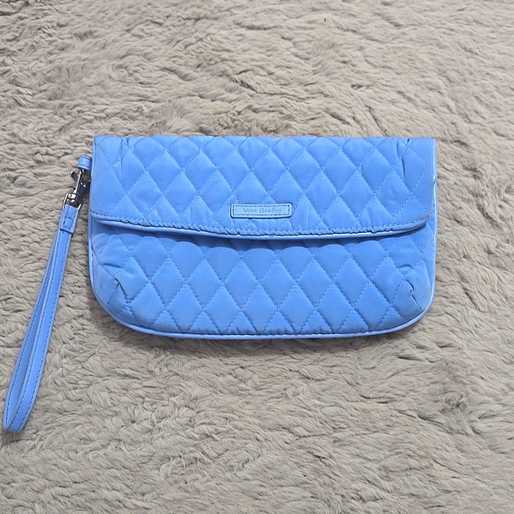 Vera Bradley folded flap quilted wristlet sky blue